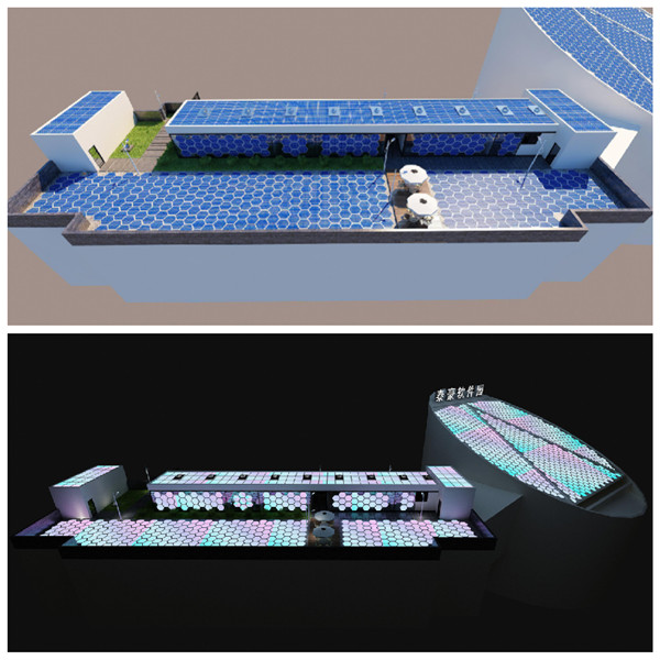 光能寶盒白天發電和夜晚亮化效果